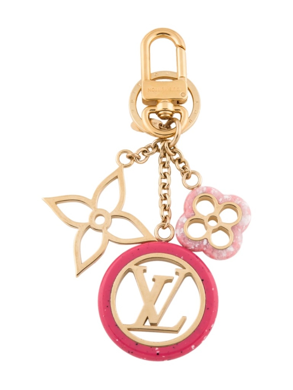 Louis Vuitton Pink and Gold LV Keychain/Bag Charm